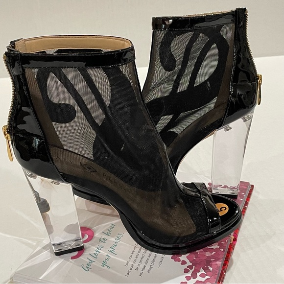 Katy Perry | Richie | Shoes| Peep Toe Mesh | Transparent Heels| Zip Back Size 5 - Picture 1 of 10